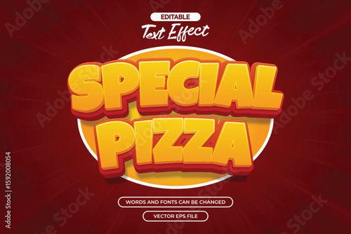 Special pizza editable text effect with cartoon text style