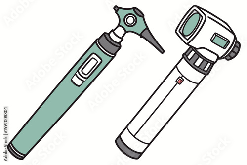 Two Otoscopes Medical Instruments for Ear Examination Medical Equipment