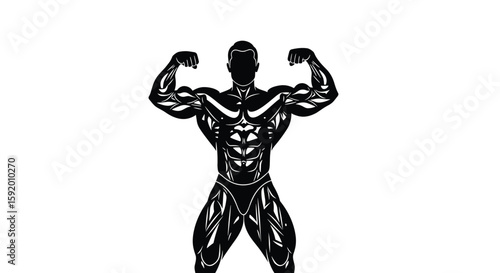 Powerful muscular athlete demonstrating peak physical fitness and strength training techniques