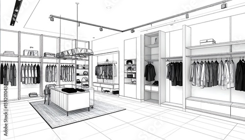 Wallpaper Mural Interior sketch of a men's clothing store Torontodigital.ca