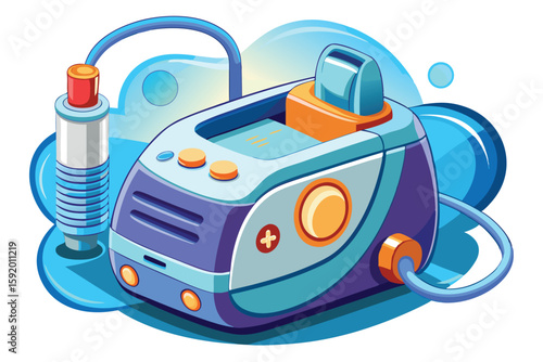 Isometric Cartoon Illustration of Nebulizer with Colorful Design