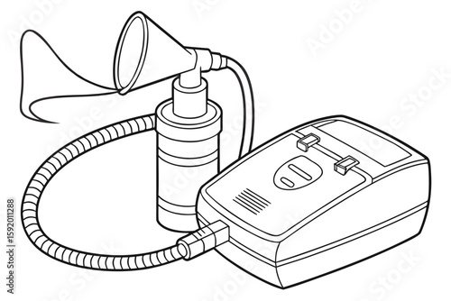 Portable Nebulizer Machine with Mask for Respiratory Therapy and Breathing Treatments Outline Drawing