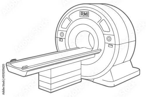 Illustration of an MRI Machine Radiology Medical Technology Scanner for Diagnosing Medical Problems