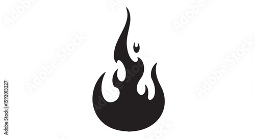 Solid black flame silhouettes, uniquely styled in an upside-down droplet shape.