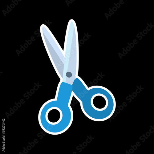 Back to school blue childrens scissors ideal for crafting and cutting projects, perfect for educational and craft related designs and content.
