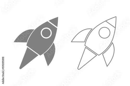 Startup icon line art, vector set. Rocket icon. Rocket launched icon vector. EPS 10