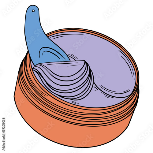Under Eye Patches in the jar. Skincare, Moisturizing, hydrogel. Face mask. Hand drawn colorful digital illustration. Sticker for printing. High resolution. Vector EPS10 and IPG