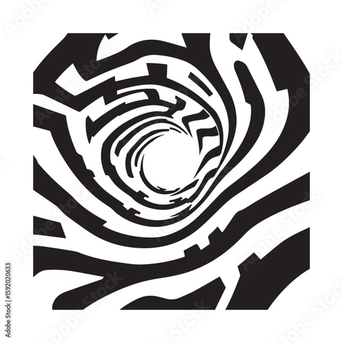 Abstract black and white optical illusion design creates a dynamic and modern background
