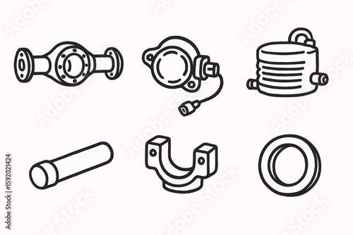 hand drawn cute doodle style isolated rear differential system ale shaft flange rear differential system locker actuator rear differential system fluid cooler rear differential system cross