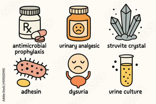 hand drawn cute doodle style isolated urinary tract infection antimicrobial prophylais regimen urinary tract infection urinary analgesic compound urinary tract infection stvite crystal