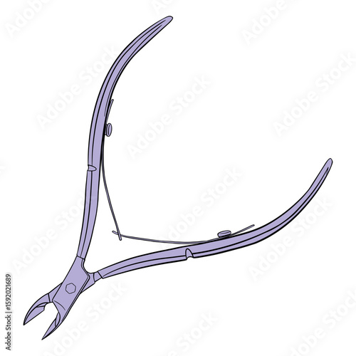 Cuticle Nipper. Drawing isolated on the white background. Hand drawn colorful digital illustration. Vector EPS10 and IPG