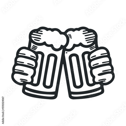 Cheers with beer mugs for celebration and social gatherings
