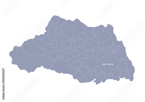 グレー色の日本地図, 埼玉県の行政区分付き地図, Gray colored map of Japan, Saitama prefecture