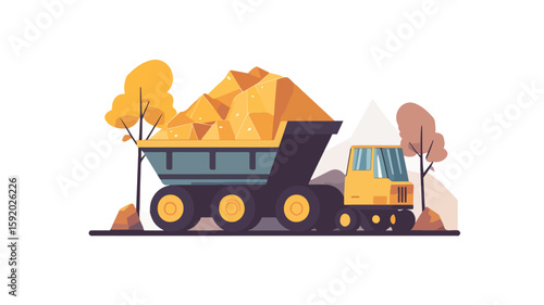 Abstract Gold Mining Concept in Simple Flat Vector Illustration