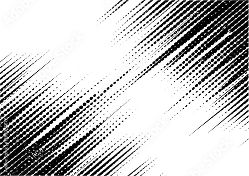 Dynamic abstract black and white halftone pattern with diagonal lines