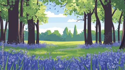 Enchanting Bluebell Forest in Spring: Floral Woodland Serenity