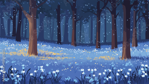 Enchanting Bluebell Forest in Spring: Floral Woodland Serenity