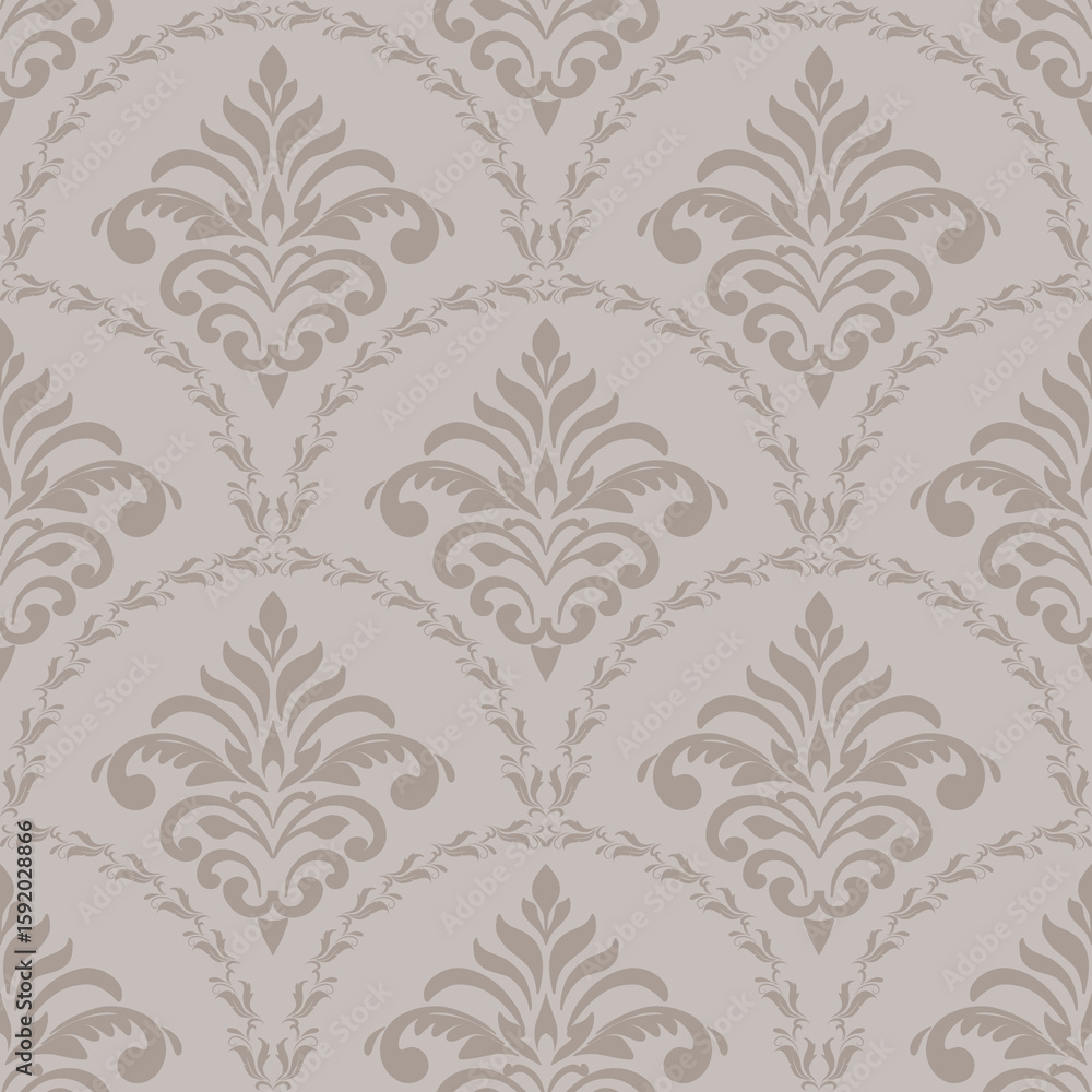 Fototapeta premium Grey Damask Pattern seamless vector with classic damask pattern for luxury damask pattern wallpaper and elegant damask pattern background use
