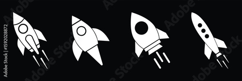 Rocket launched icon. Startup rocket sign. Spaceship color icon. Speed launch symbol. Shuttle sign. Business marketing idea pictogram. EPS 10
