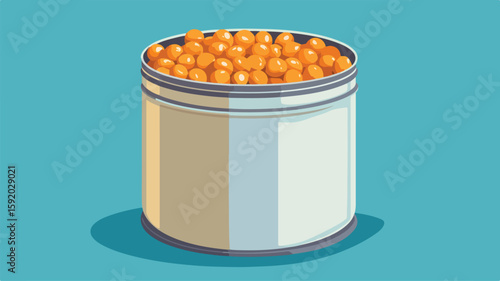 Canned Beans in Tin Can Vector Illustration for Food Packaging Design