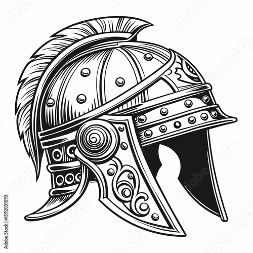 detailed depiction of an ornate roman galea