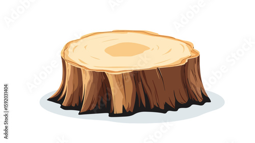 Professional Cut Tree Stump Photo Cartoon Vector
