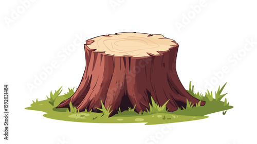 Professional Cut Tree Stump Photo Cartoon Vector