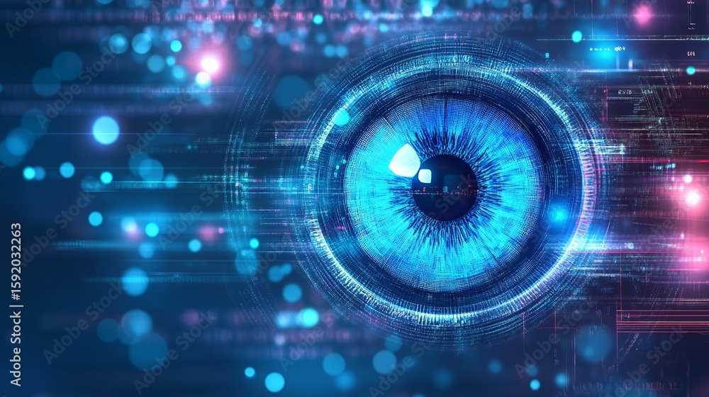Eye Scan with Digital Technology and Blue Light Effect for Security Eye Scan with Digital Technology and Blue Light Effect for Security