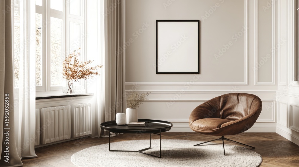 Fototapeta premium Cozy corner room with a framed artwork