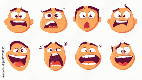 Humorous Cartoon Characters in Various Poses and Expressions