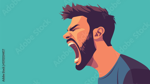 Intense Man Showing Strong Emotions with Furious Screaming in Anger