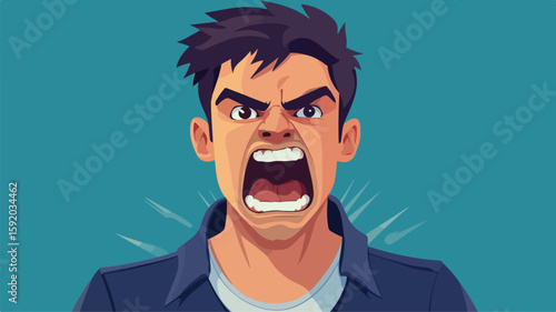 Intense Man Showing Strong Emotions with Furious Screaming in Anger