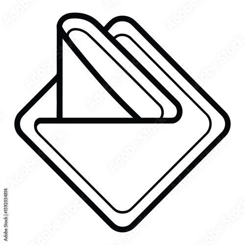 Pocket Square Icon, Vector, Illustration, Outline, Line Art, Silhouette, White Background.