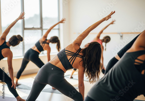 group of people doing fitness exercise