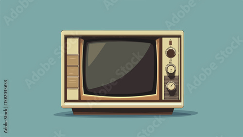 Vintage TV Set Isolated Vector Illustration for Media Productions and Design Projects