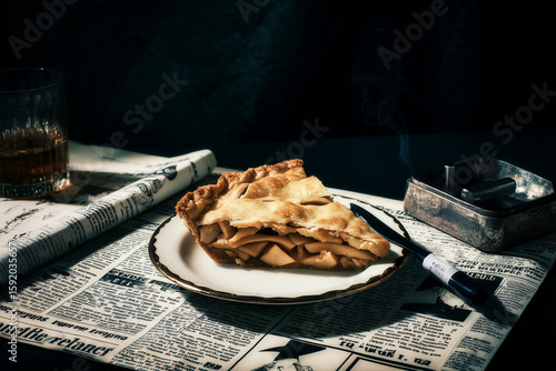 Slice of cake served on an elegant plate with moody lighting. Perfect for bakery prints, café menus, kitchen wall art, or cozy food photography decor.