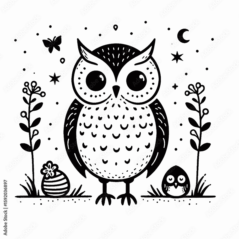 Fototapeta premium owl on a branch, owl on white background, owl, owl in the night, owl on a tree, owl on white, owl with wings, owl on tree branch