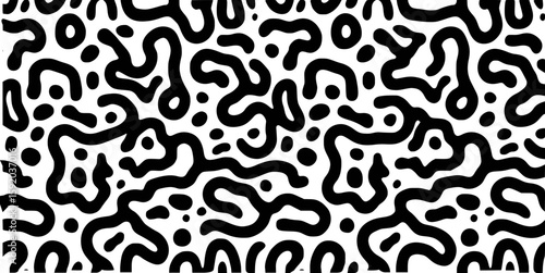 Seamless black and white abstract organic pattern background design