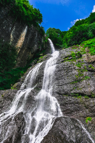 Rize Caglayan Waterfall taken from the top by drone