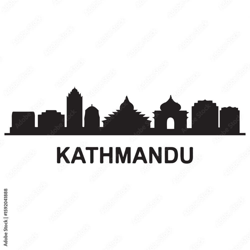Obraz premium Kathmandu skyline horizontal banner. Kathmandu City, Nepal. Vector template for your design. Vector black silhouette. with white background