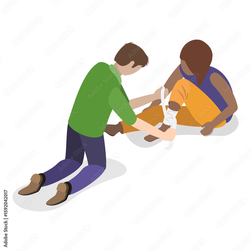 Fototapeta premium 3D Isometric Flat Illustration of Medical First Aid. Item 2