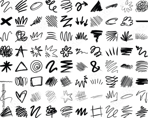 vector set of hand drawn sketch