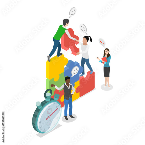 3D Isometric Flat  Illustration of Business Cooperation. Item 2