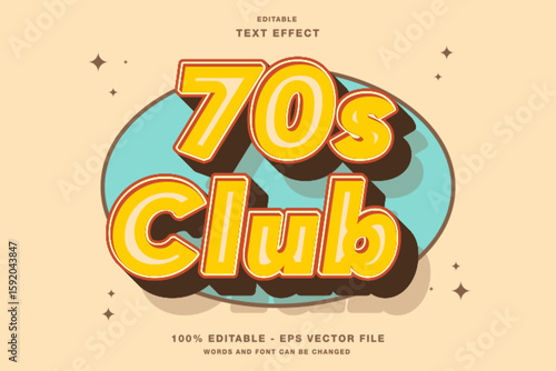 Text effect 70s club retro vintage style premium template vector