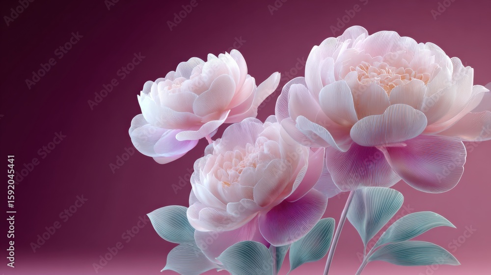 Fototapeta premium Delicate Pink and White Peony Flowers