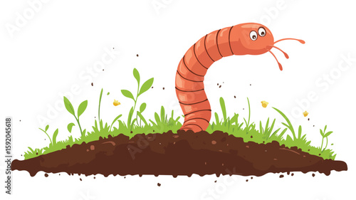 Underground Worms in Soil Insect Vector Illustration