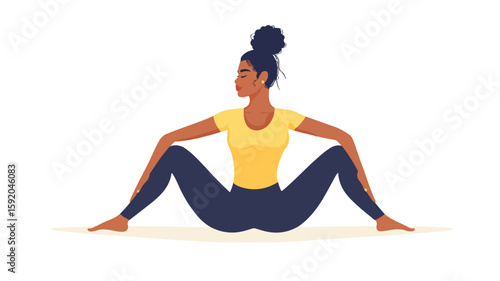 Professional Young Woman Stretching in Cross-legged Position
