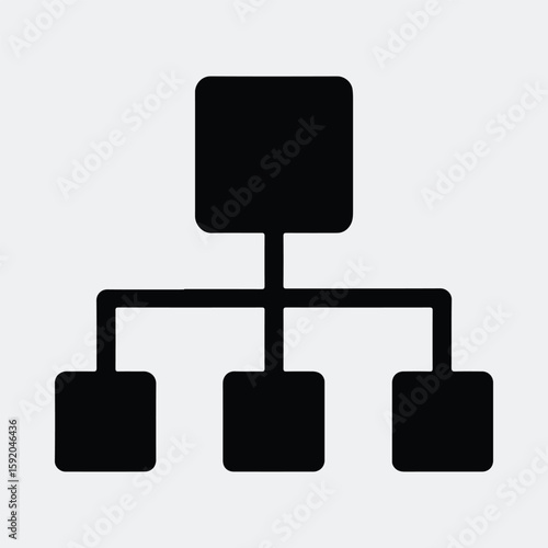 Silhouette flow chart network node hierarchy connection vector illustration