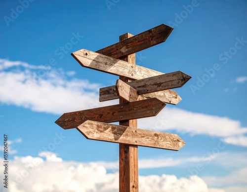 Wooden directional signs against a vibrant sky (1)