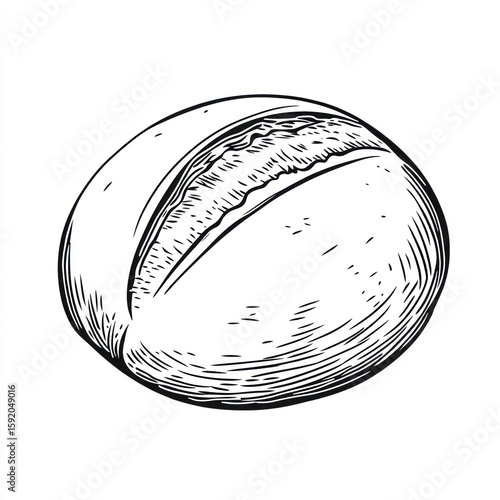 Hand-drawn illustration of a round bread roll